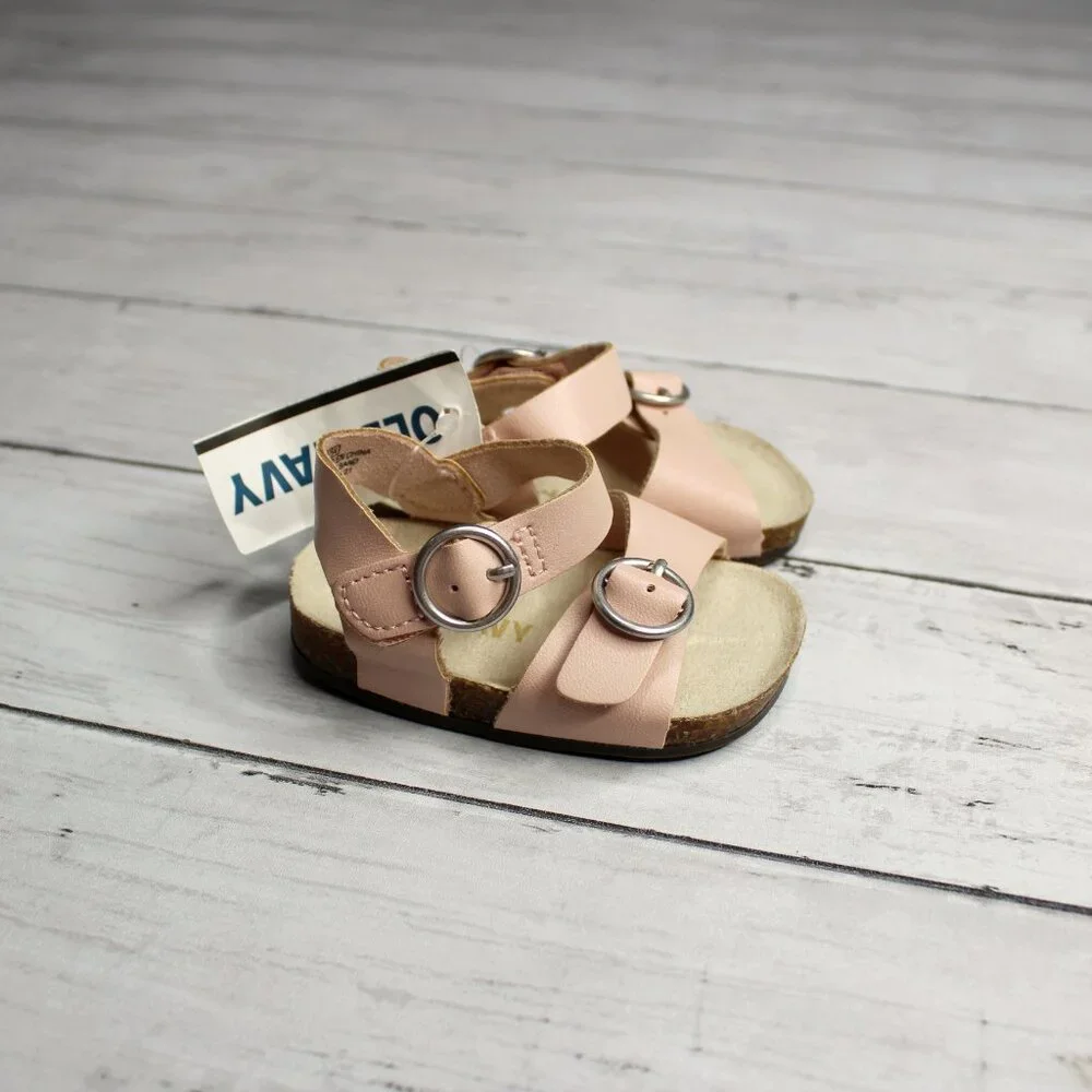 Old Navy Baby Girl's Pink Cork Sandals Infant 0-3 Months Size 1